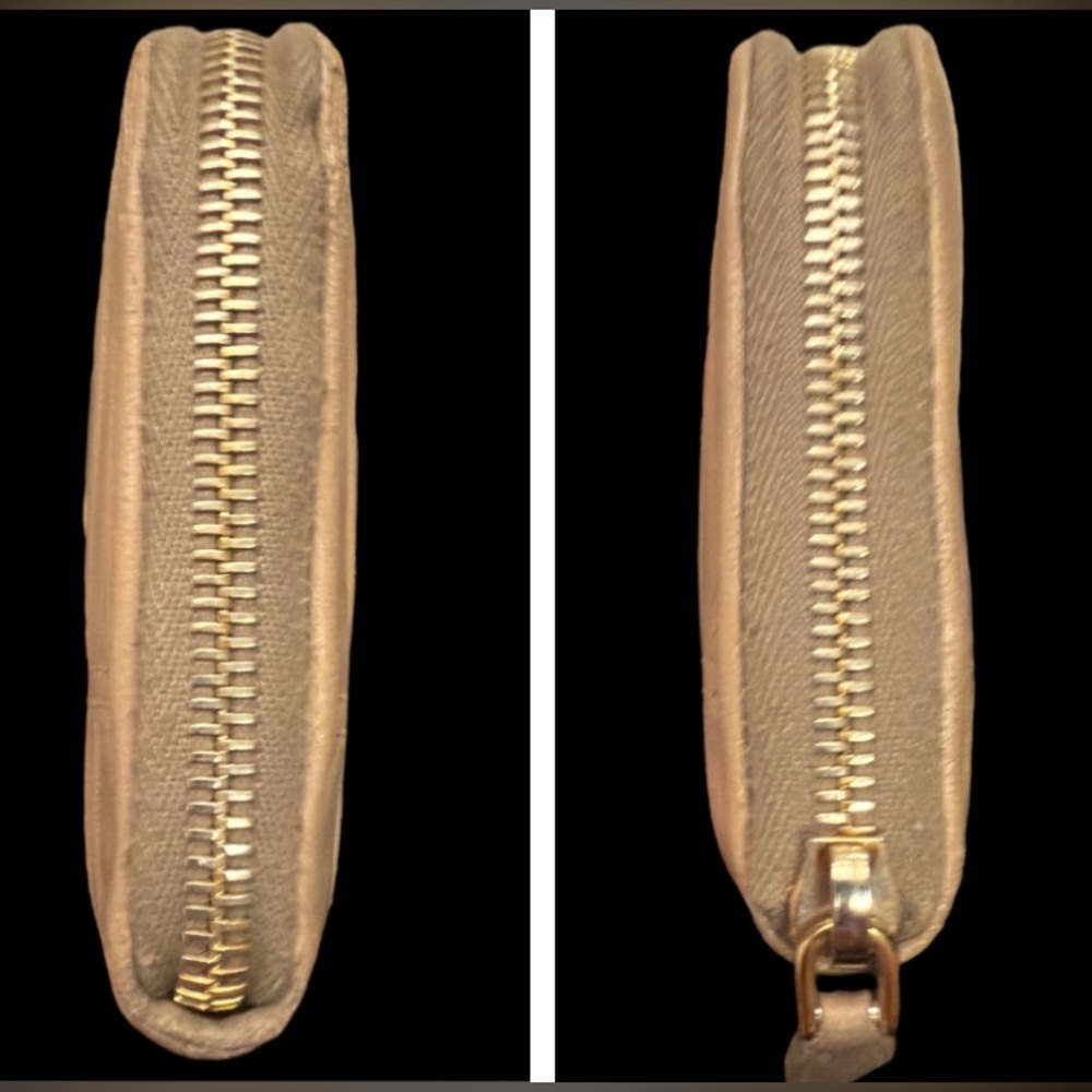 Prada Gaufre Nappa Leather Long Zip Around Zippy Wallet Beige Taupe Juta Pleated - Picture 10 of 13
